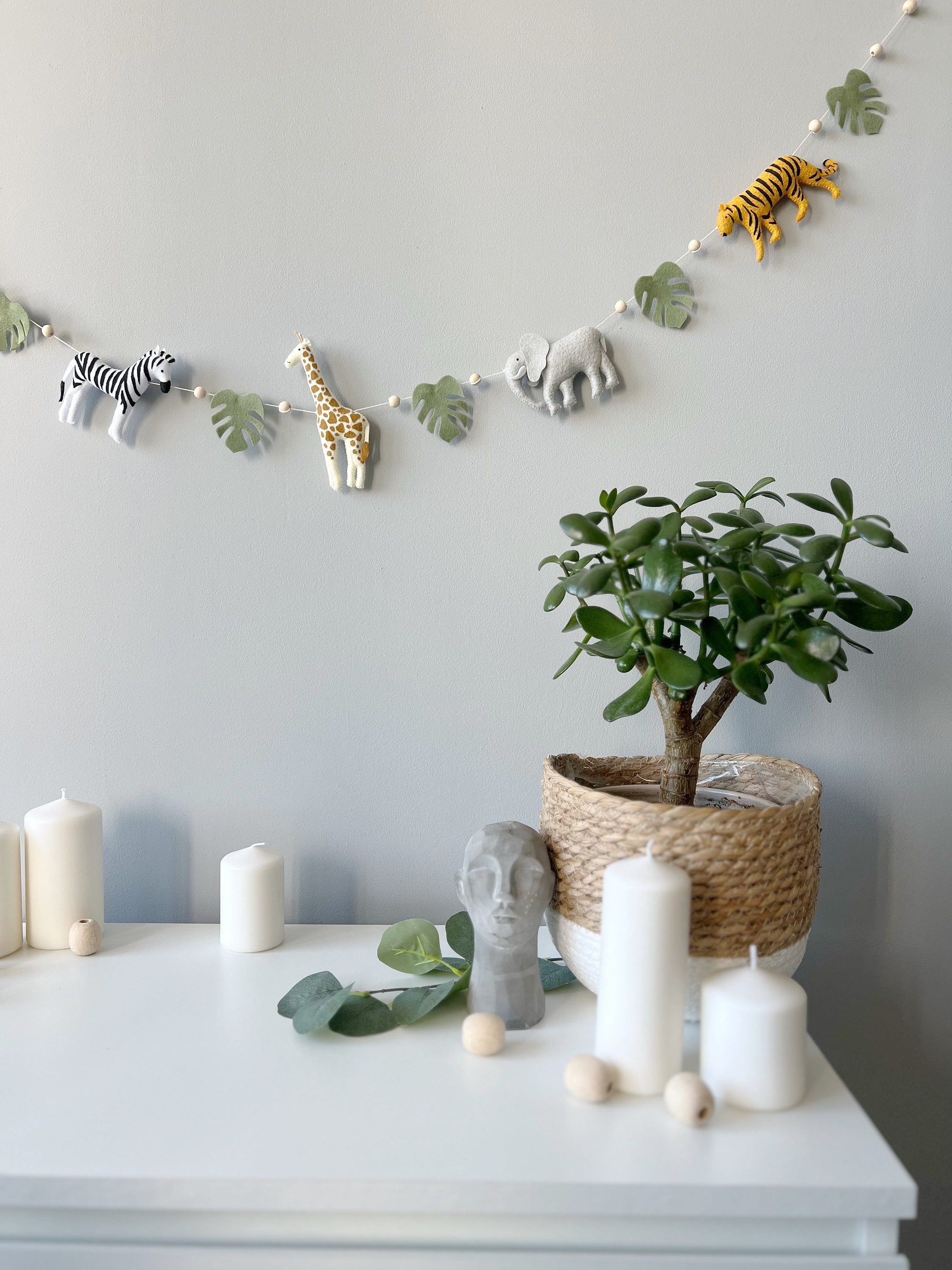 Safari Garland, Safari Wall Decor, Jungle Nursery Decor, Felt Safari