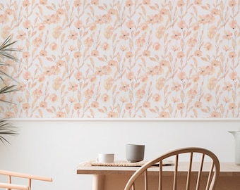 Blush Flower Bloom Wallpaper, Peel & Stick, Boho