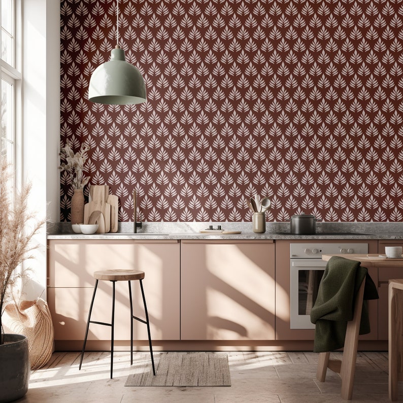 Rust Boho Spruce Wallpaper, Peel & Stick imagem 2