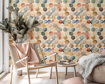 Boho Dotty Paint Stones Wallpaper, Peel & Stick, Watercolor