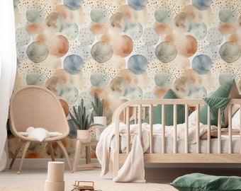 Boho Dotty Large Bubbles Wallpaper, Peel & Stick, Watercolor