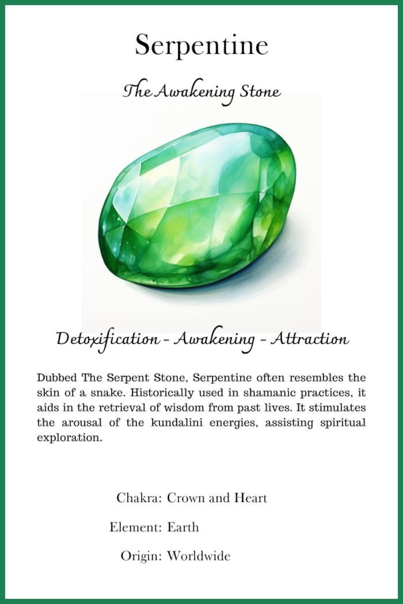 50 Crystal Meaning Cards, Digital Crystal Cards Watercolor Drawn