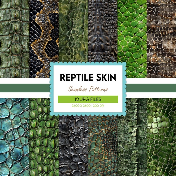 Reptile Skin digital paper, snakes seamless pattern, crocodile prints, lizard background, alligator illustration, DIY, scrapbooking