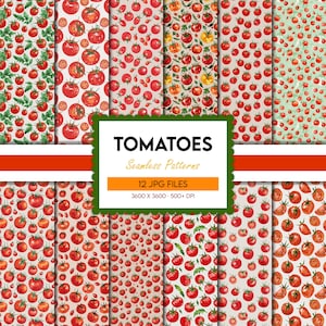 Tomaten digitales Papier, Gemüse nahtlose Muster, Obst Drucke, Tomaten Hintergrund, Lebensmittel Illustration, scrapbook, scrapbooking