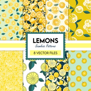 Papier numérique citron, motifs sans couture citron, imprimés citron, fond citron, papier numérique vectoriel, évolutif, illustration citron, scrapbook