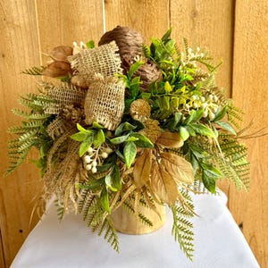 Neutral Fall Pumpkin Arrangement: Rustic Thanksgiving Centerpiece