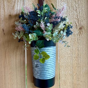 Galvanized Hanging Floral Bucket: Cottagecore Home Decor