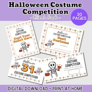 Halloween Costume Contest Bundle | Voting Sign, Ballot Slips, Awards Certificates, Tags | Printable Costume Contest Awards | Costume Party