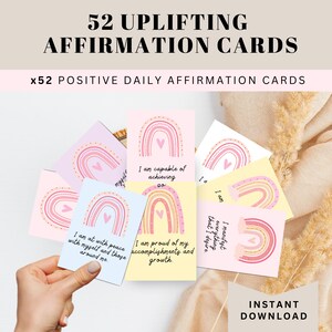 Dagelijkse affirmatiekaarten, positieve quote flash-kaarten, affirmatieskaarten, zelfvertrouwen booster, zelfzorg, therapie kantoor decor instant download