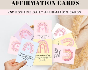Daily Affirmation cards, Positive quote flash cards,Affirmations cards, Confidence booster, Self care, Therapy office decor instant download