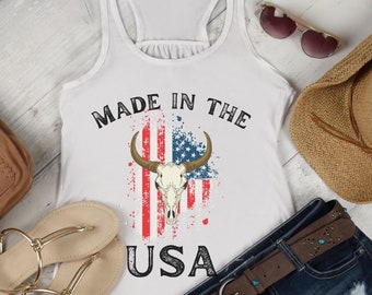 Made in the USA shirt Cowgirl T-Shirt Western Tank Top Womens Flowy Racerback Tank