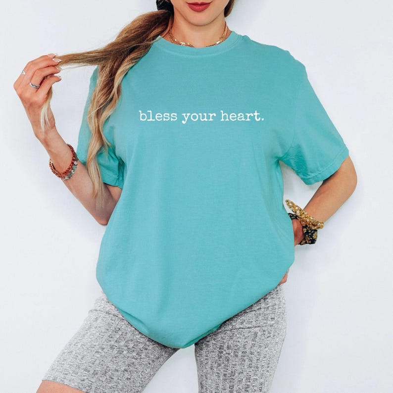 Funny Southern Shirt Bless Your Heart Tshirt for Women Gift for Mom Birthday Gifts from Daughter to Mother T Shirt Cowgirl Tee Country Girl Lagoon Blue