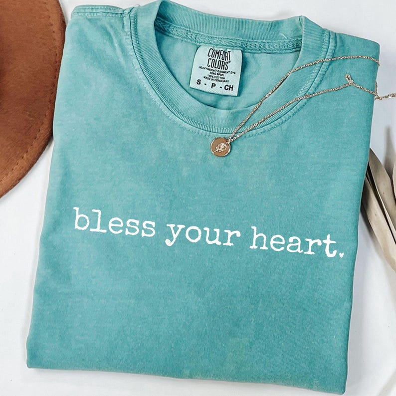 Funny Southern Shirt Bless Your Heart Tshirt for Women Gift for Mom Birthday Gifts from Daughter to Mother T Shirt Cowgirl Tee Country Girl Seafoam