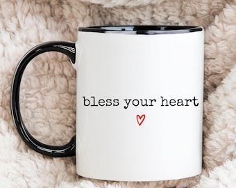 „Gott segne dich“-Kaffeebecher – Lustige Geschenkidee für Kaffeeliebhaberinnen – Weihnachtsgeschenk – Niedlicher Keramikbecher – Geschenkidee für Südstaaten-Mamas