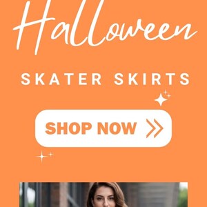 Halloween-Rock, Kürbisrock, Jack-o'-Lantern-Rock, Skaterrock, Herbstfest-Outfit, Gruselkostüm Bild 18