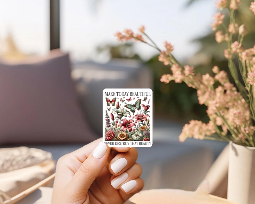 Floral Motivational Sticker Inspirational Vinyl 3 in Stickers for Water ...