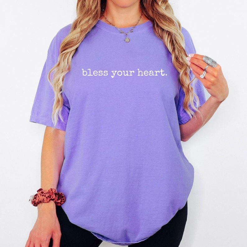 Funny Southern Shirt Bless Your Heart Tshirt for Women Gift for Mom Birthday Gifts from Daughter to Mother T Shirt Cowgirl Tee Country Girl Violet