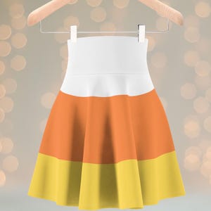 Candy Corn Skater Skirt Halloween Costume Skirt for Halloween Party Outift Fall Pumpkin Patch Outfit Spooky Season Teacher Skirt Fall Pics