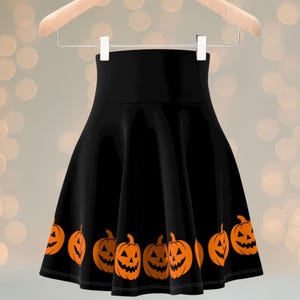 Halloween-Rock, Kürbisrock, Jack-o'-Lantern-Rock, Skaterrock, Herbstfest-Outfit, Gruselkostüm Bild 1