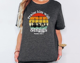 Guitar Christian Gifts Music Christian T Shirts Psalm 150:4 T-Shirt Praise Band T-Shirt Worship Apparel for Guitar Player Jesus Tshirt