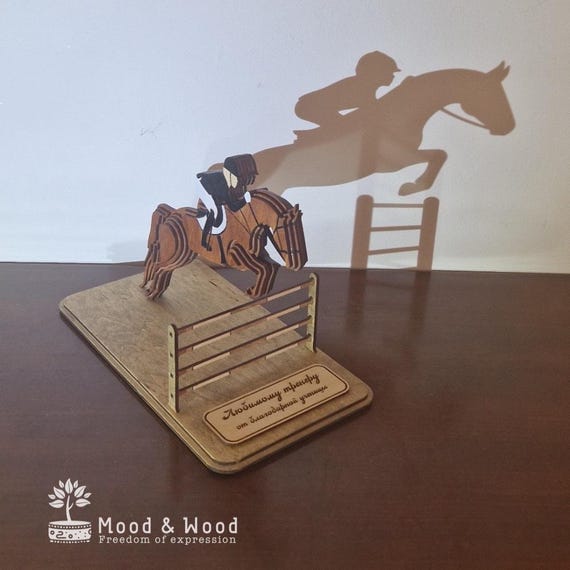 3Dレイヤー木製馬のシルエット：乗馬装飾、厩舎アート