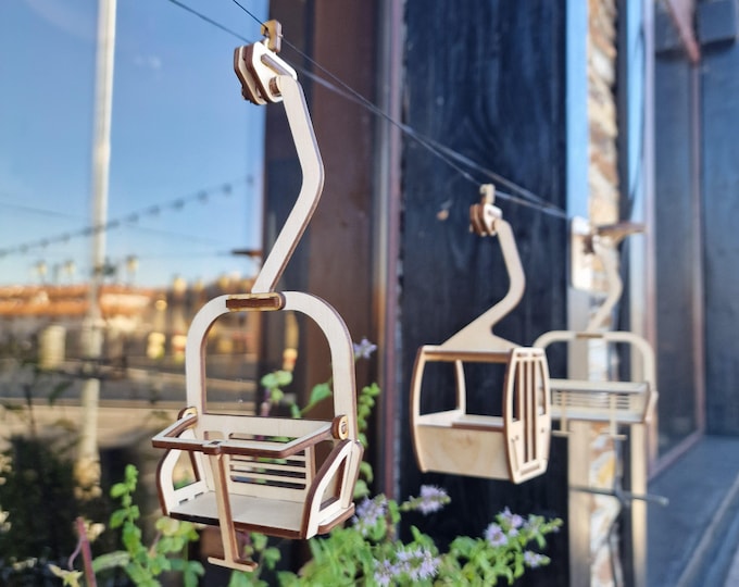 Wood Ski Lift Decor Set, Alpine Cabin Wall Art