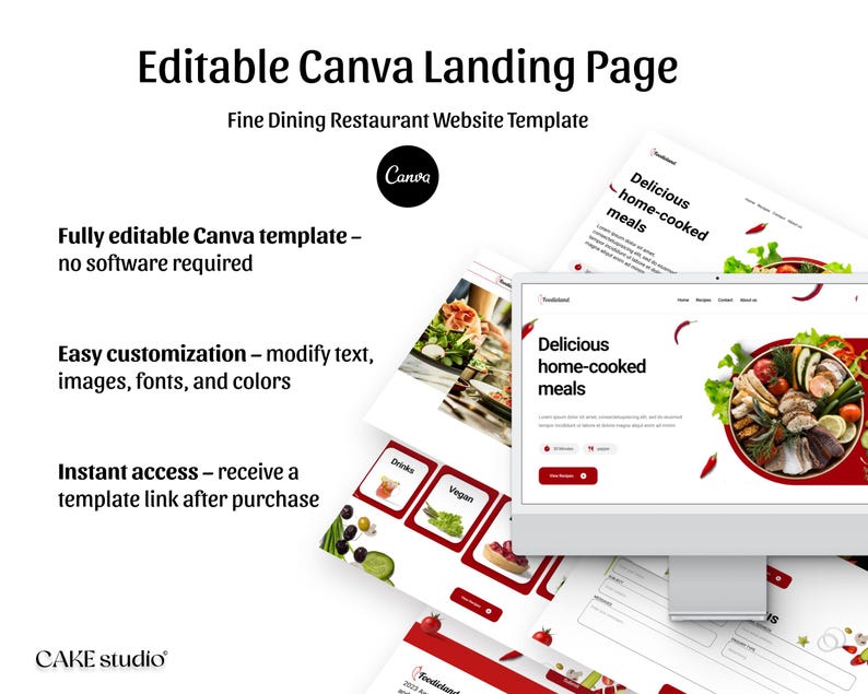 Fine Dining Restaurant Website Template. Editable Canva Landing Page - Etsy