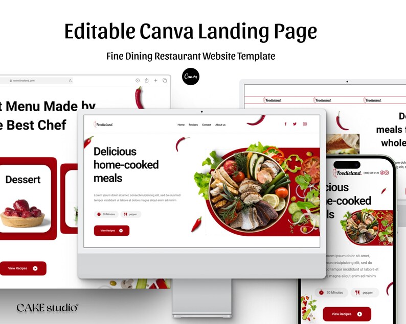 Fine Dining Restaurant Website Template. Editable Canva Landing Page - Etsy