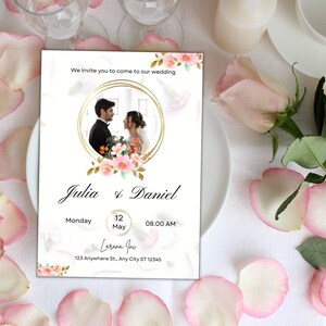 Graues modernes Hochzeitseinladungsdesign, anpassbare Karte, Hochzeitsbriefpapier, bearbeitbare Vorlage, Hochzeitsplanung stilvolle Einfachheit.