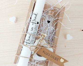 Hand in hand for a lifetime - gift set | Money gift | Wedding gift | stick candle holder | stick candle | Gift idea