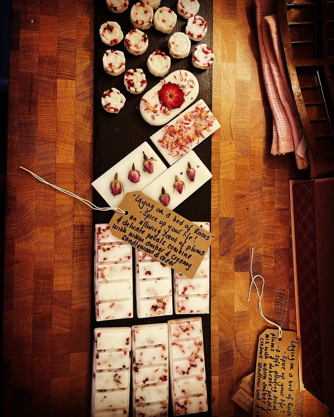 Wax Melt laying on a Bed of Roses Etsy