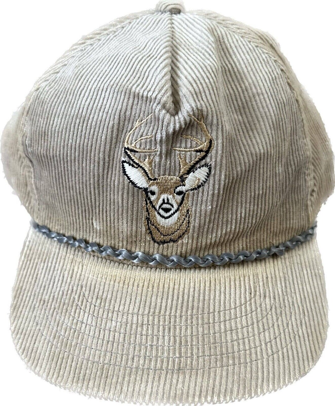 Vintage Corduroy Deer Buck Hunting Trucker Hat Embroidered Snapback
