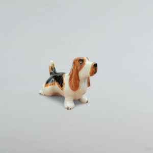Beagle Puppy Dog Miniature Ceramic Hand Painted Brown Dog Figurine Animal Dog Action Figurine  For Dog Lovers Pet Collectible Home Decor