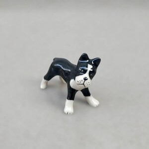 French Bulldog Miniature Ceramic Porcelain Figurine Dog Hand Painted Dog Action Figurine  For Dog Lovers
