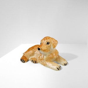 Miniature Labrador Retriever Dog Ceramic Porcelain Figurine Dog Hand Painted