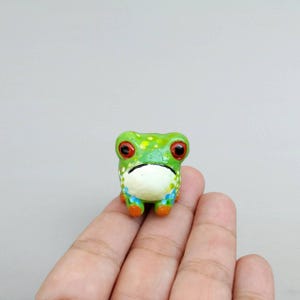 Handmade Clay Frog Figurine: Miniature Fairy Garden Decor