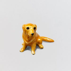 Golden Retriever Miniature Dog Ceramic Porcelain Figurine Dog Hand Painted