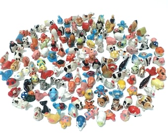 Bulk 12 Miniature Mixed Ceramic Hand Painted Figurine Animal Collectable Home  Decor