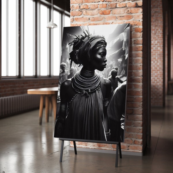 Art africain Art mural africain Impression africaine photographie noir et blanc impression photographie cadeau téléchargement numérique photographie de femme noire