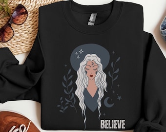 Felpa con cappuccio Believe Aesthetic, graziosa felpa unisex ispiratrice, pullover con citazione positiva, comoda felpa con cappuccio motivazionale, streetwear alla moda