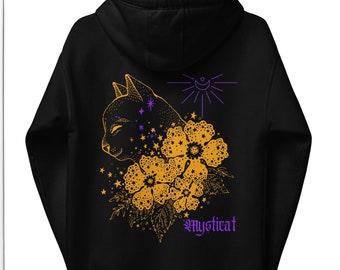 Mysticat Printed Hoodie: Trendy Cat Lover Streetwear