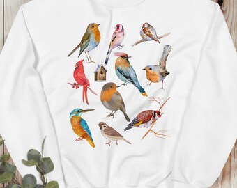 Birds Sweatshirt | Cozy Nature Lover Gift | Wildlife Animal Crewneck for Birdwatchers & Outdoor Enthusiasts
