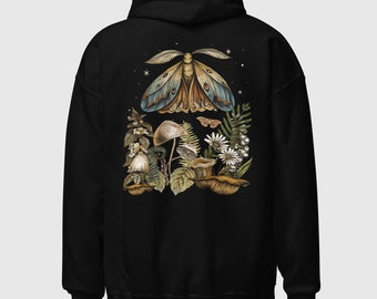 Sweat à capuche Goblincore, sweat à capuche Celestial, sweat à capuche Cottagecore, sweat à capuche Moth, sweat à capuche floral, sweat à capuche Dark Academie, sweat à capuche esthétique.