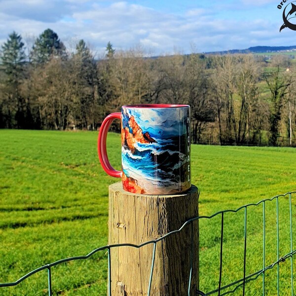 Mug pour amoureux de l'océan, Tempête Marine en peinture, Idée cadeau pour homme, Tasse à café ou a Thé