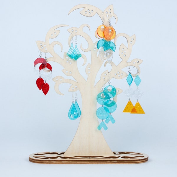 Porte-Bijoux en bois Arbre Enchanté, arbre à bijoux sophistiqué, présentoir à boucle d'oreilles, organisateur à bijoux, déco chambre adulte