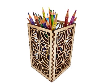 Sophisticated wooden pencil pot, pencil box, original pen holder, elegant desk organizer, office storage, pencil holder
