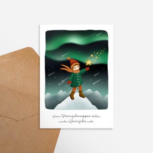 Sternschnuppen Karte A6 | Sterne | Nordlichter | Winter | Geschenk | Grußkarte | Kunst