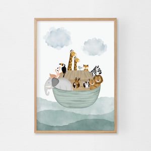 Arche Noah Poster A4 & A3 | Arche | Schiff | Taufe | Tiere | Kinderposter | Kinder | Poster | Wandposter | Kunst