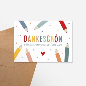Grußkarte | A6 | Dankeschön | Lehrer | Schule | Schulabschluss | Grundschule | Kindergarten | Erzieher | Spruch | Kunst | Farben