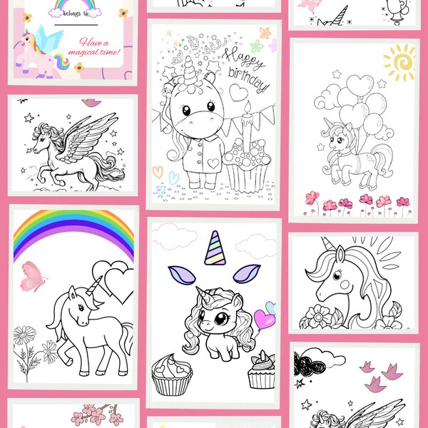 Whimsical Wonders: Printable Unicorn Coloring Book Bundle